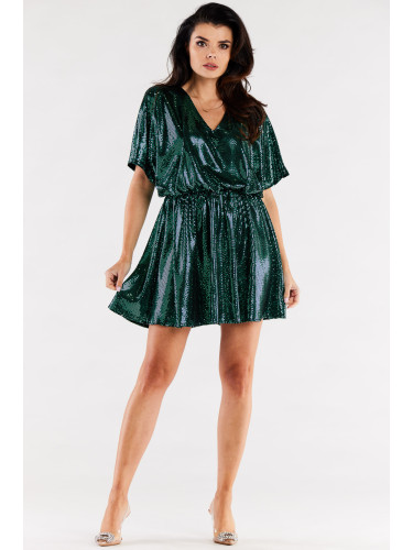 Awama Woman's Dress A561 Green/Dots
