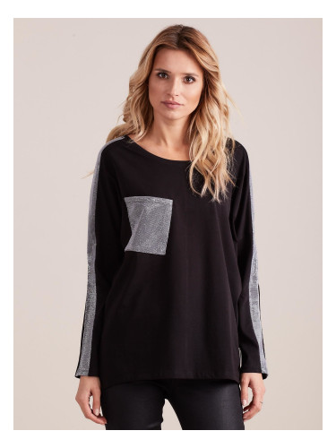 Black oversize blouse with silver inserts