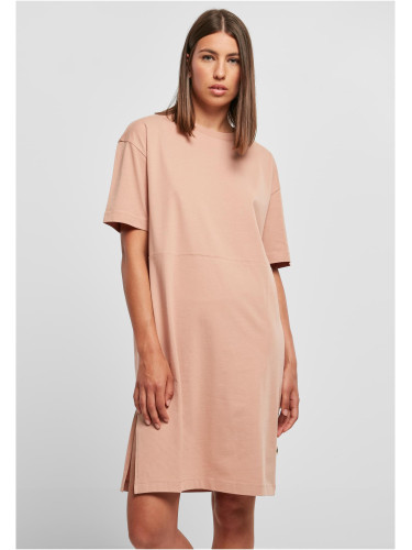 Women's dress with a slit in amber color