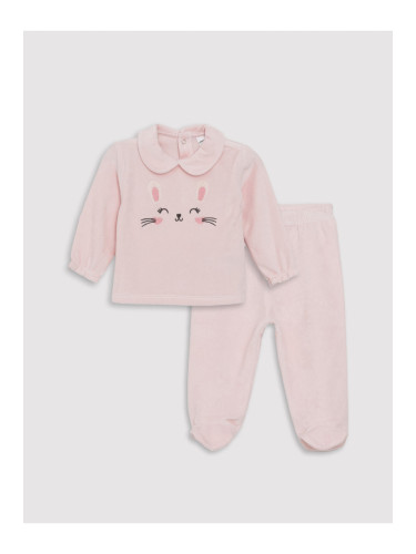 LC Waikiki Baby Girl Collar Long Sleeved Embroidery Detail, Sweatshirt and Pants 2-Set