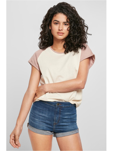 Women's T-Shirt Contrast Raglan Cream/Pink