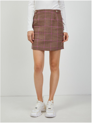 Women's brown plaid skirt with a blend of Tommy Hilfiger wool