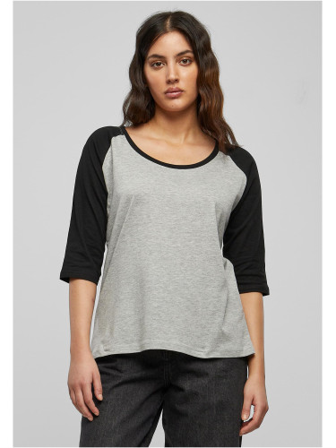 Women's 3/4 contrast raglan T-shirt grey/bl