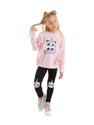 Denokids Panda Unicorn Girl Frilly T-shirt Tights Set