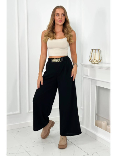 Viscose trousers with wide legs black