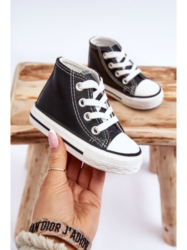 Boto Детски кожени високи маратонки черно-бели Marney