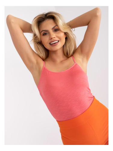 Women's coral viscose tank top with straps