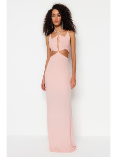 Trendyol прах облицована пенлива блестяща блестяща плетена вечерна рокля