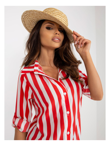 Red and white striped button-down shirt blouse