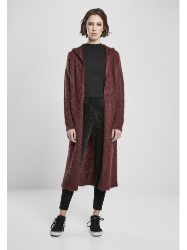 Women's hooded sweater made of soft feathers - burgundy