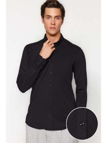 Trendyol Black Slim Fit Comfortable Flexible Button Collar Basic Shirt