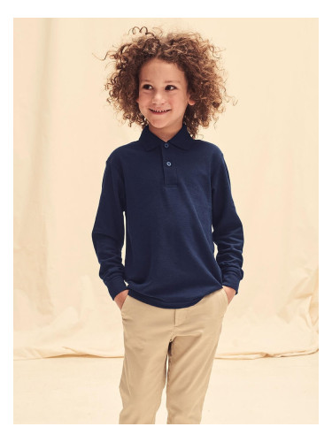 Navy blue long sleeve polo shirt Fruit of the Loom