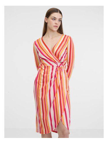 Orsay Red-Orange Ladies Striped Dress - Ladies
