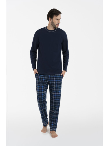 Men's pyjamas Ruben, long sleeves, long pants - navy blue/print