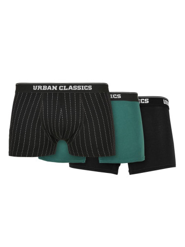 Organic Boxer Shorts 3-Pack Striped AOP+Black+Tree Green
