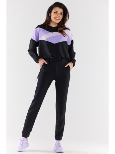 Awama Woman's Sweatshirt A497 Black/Violet
