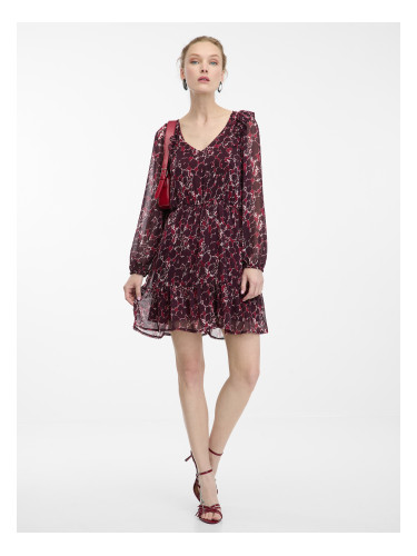 Orsay Burgundy Ladies Patterned Dress - Women