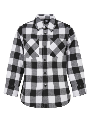 Boys' checkered flannel shirt black/white