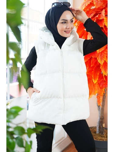 Bigdart T6787 Хиджаб къса надуваема жилетка - бяла