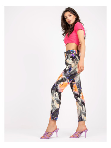 Black women's trousers made of fabric with print