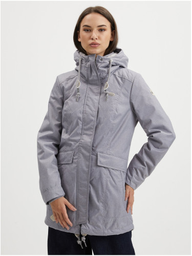 Grey Women's Winter Coat Hooded Ragwear Tunned - Women