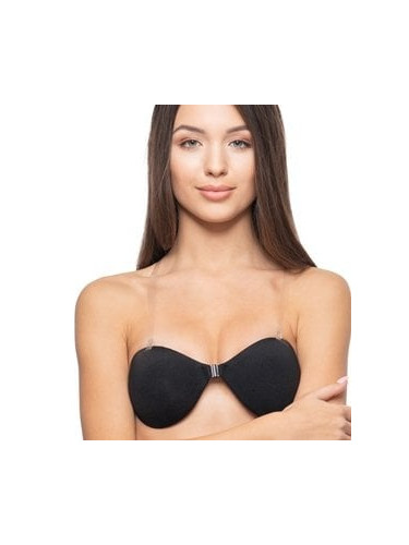 Women's Self-Supporting Bra with Straps - Black
