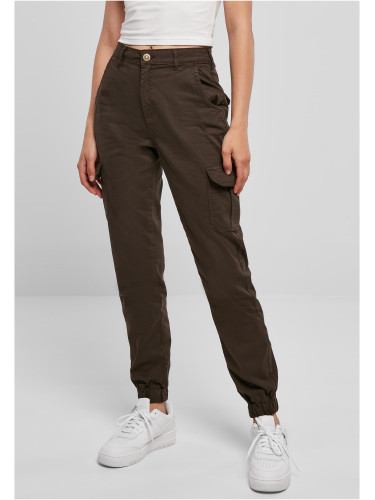 Women's high-waisted cargo pants brown