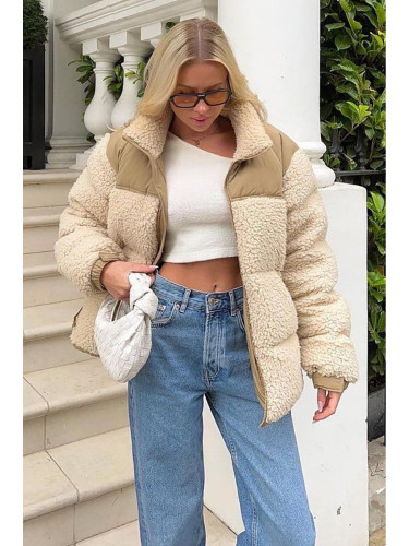 Madmext Beige Plush Oversize Coat