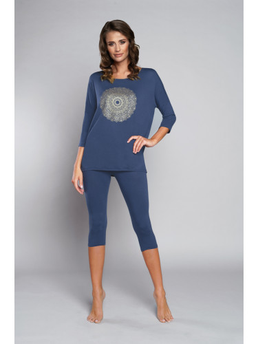 Pyjamas Mandala 3/4 sleeve, 3/4 legs - dark blue