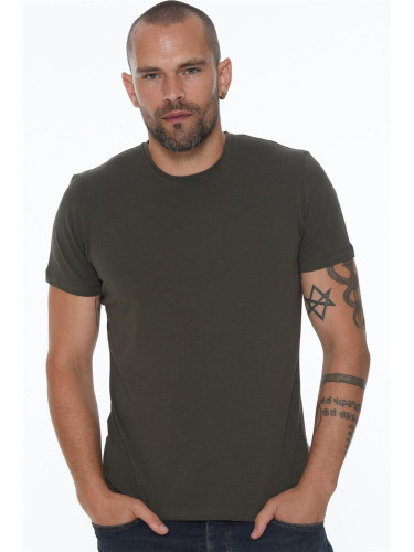 T8569 DEWBERRY BIKE COLLAR MEN'S T-SHIRT-DARK KHAKI