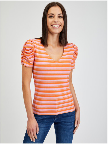 Orsay Pink & Orange Women's Striped T-Shirt - Women's