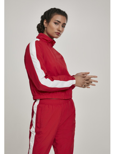 Women's short striped jacket with stopwatches red/wht