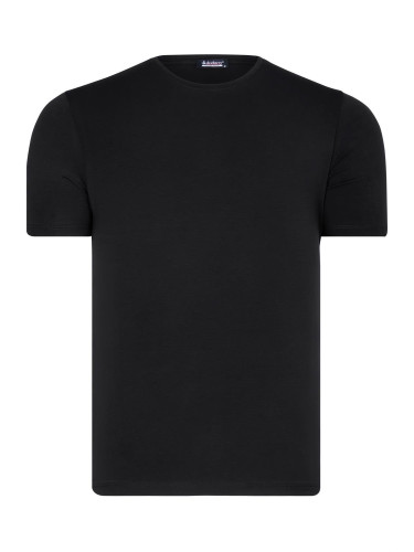 T8569 DEWBERRY BIKE COLLAR MEN'S T-SHIRT-PLAIN BLACK