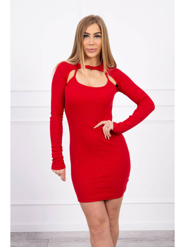 Fitted dress - ribbed red