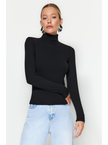 Trendyol черен премия мека материя Поло монтирани/приплъзване трикотажна блуза