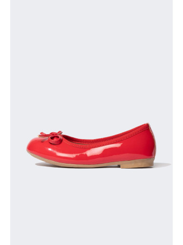 DEFACTO Girl's Flat Sole Red Faux Leather Patent Leather Flats