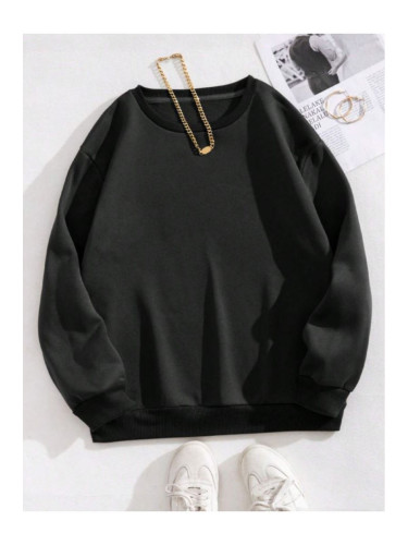 Know Women's Black Plain Crewneck Sweatshirt
