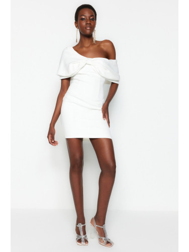 Trendyol Ecru вталена тъкана булчинска вечерна рокля