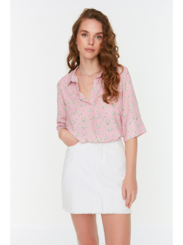 Trendyol Pink Floral Pattern Woven Blouse