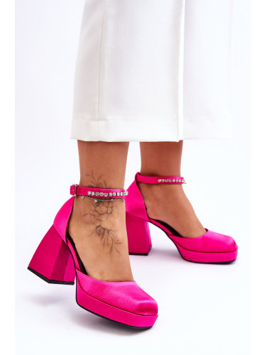 Fashionable pumps in massive heels with Fuchsia Adel zirconia