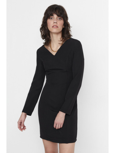 Trendyol черен мини тъкани тялото монтаж тъкани рокля