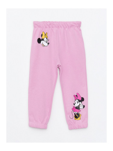 LC Waikiki Baby Girl Tracksuit Bottoms with an Elastic Waist Minnie Mouse Print