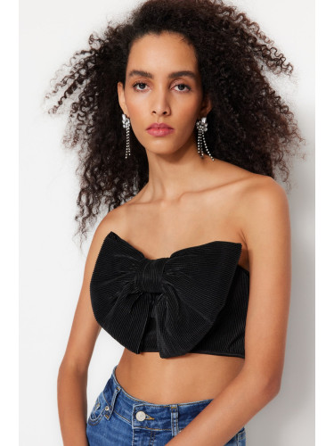 Trendyol Black Crop Knitted Textured Bustier