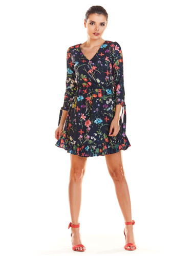 Infinite You Woman's Dress M195 Navy Blue Flowers