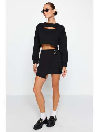 Trendyol Black Buckle Detailed Double Breasted Mini Length Woven Skirt