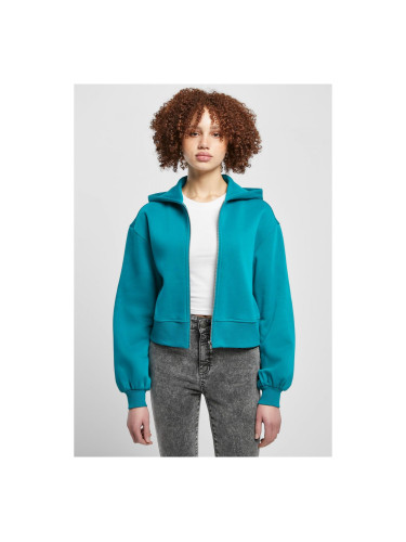 Women's Short Oversized Zipper Jacket Watergreen
