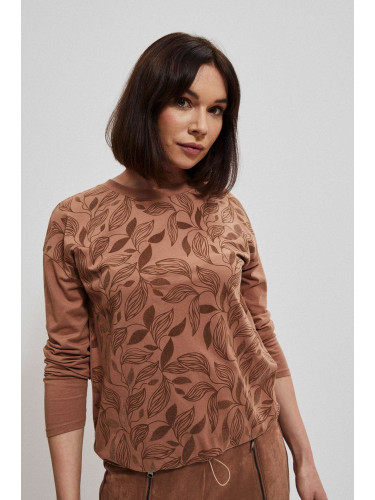 Long sleeve blouse with floral pattern - beige