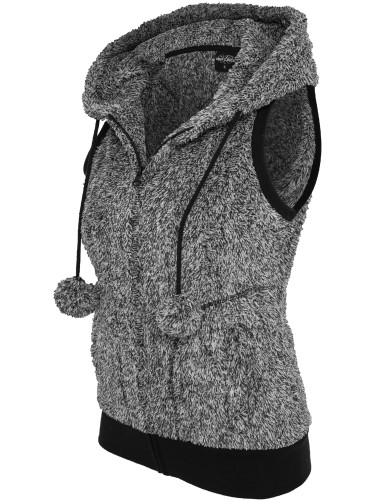 Women's vest Melange Teddy blk/wht