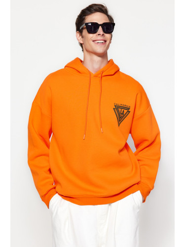 Trendyol Orange Oversize/Wide Cut Printed Fleece Inside/Warm Sweatshirt