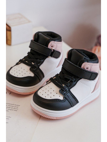 Детски високи маратонки в бяло и розово